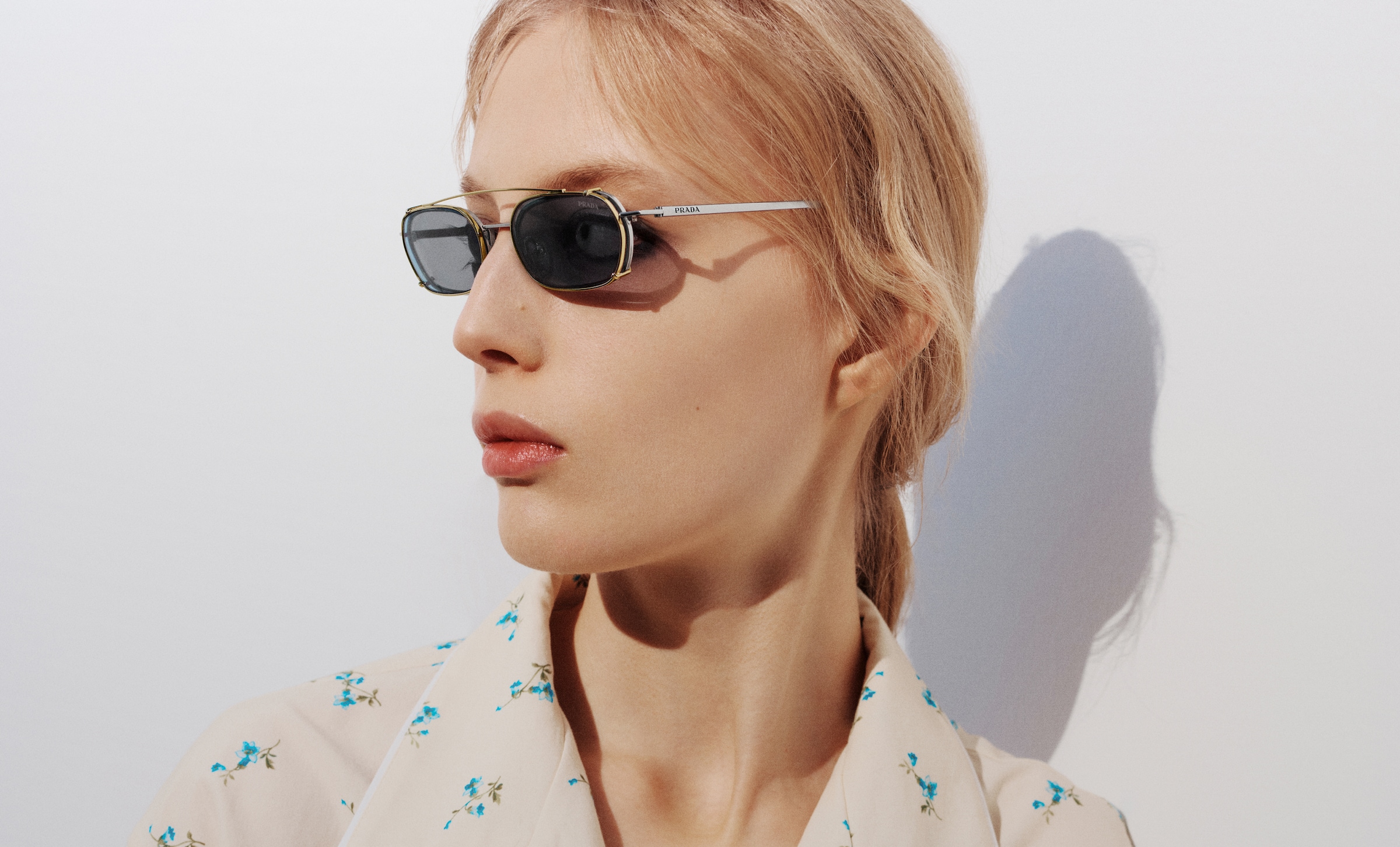 Prada editorial campaign portrait with sunglasses