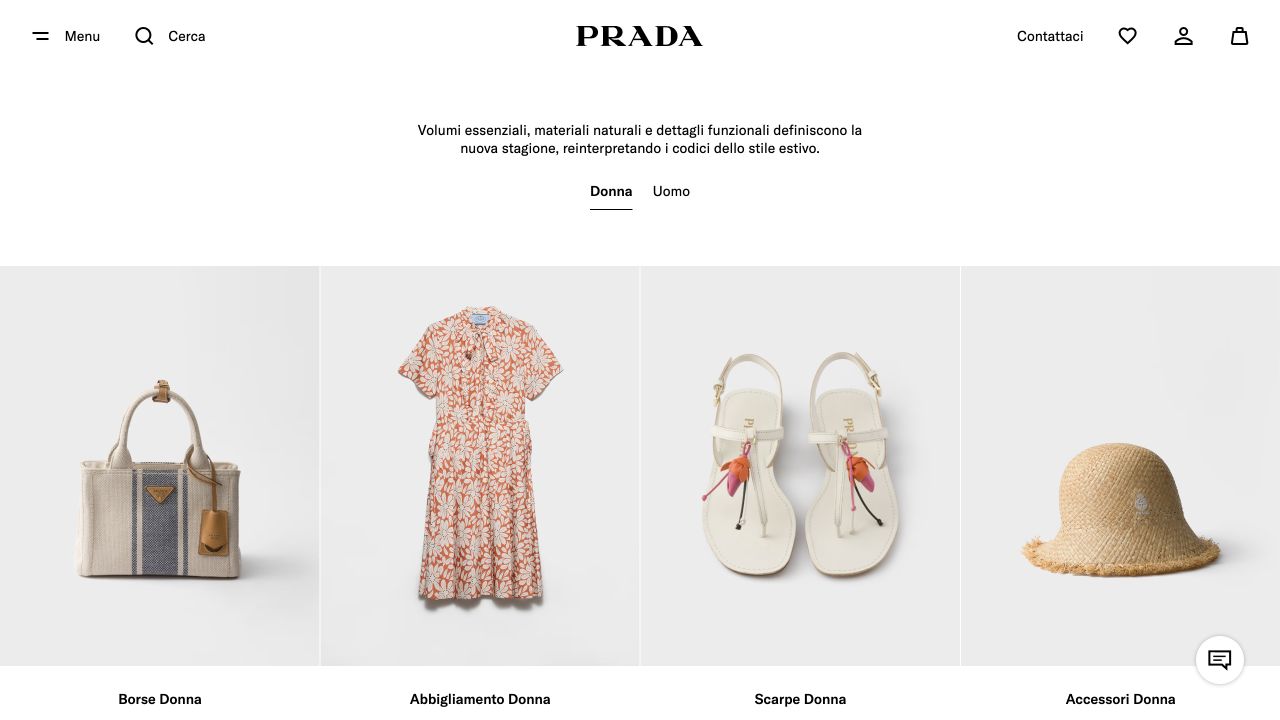 Homepage Prada, quattro-up category slider